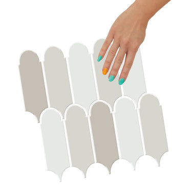 Feather Wall Tile | Grey with White Grout